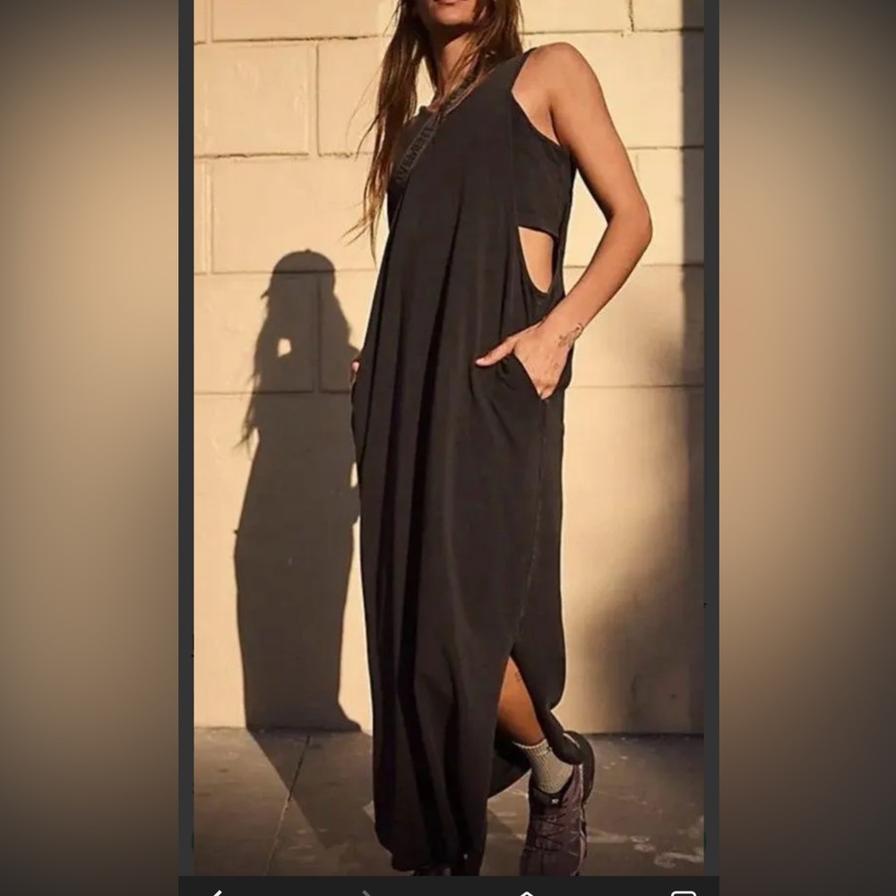 Free People Black Sleeveless Maxi Dress with Side Cutouts
